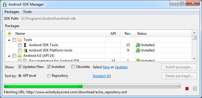 The Android SDK Manager