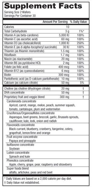 Vitamin Supplement Facts label