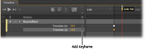 Here the Translate (x) and Translate (y) properties each have a single keyframe in the Timeline. As a result, there won’t be a visible change. It takes two property keyframes with different values to make a change in the Timeline.