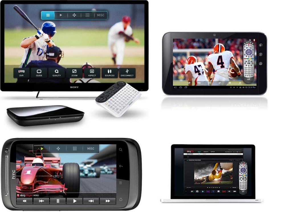 The Slingbox ecosystem on Android. The smartphone, tablet, and PC can all control the TV, either by serving as a direct remote control or by changing TV settings remotely (such as recording).