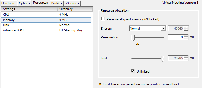 Memory resource configuration
