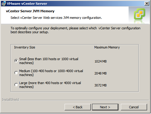 vCenter Server JVM configuration