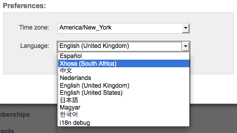 Xhosa Language menu item is added by editing config.js
