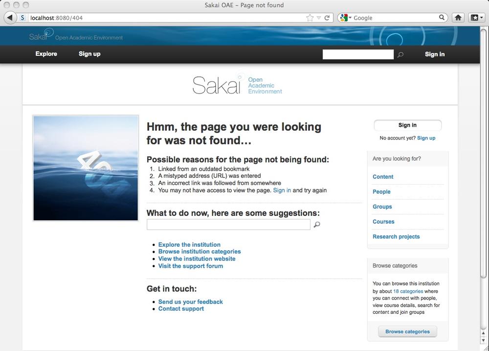 Sakai OAE has a sinking feeling about that page you were looking for