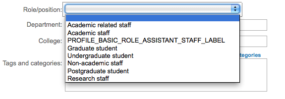 Distinctly half-finished modification to the Roles drop-down