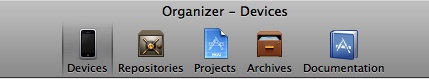Selecting the Devices button in Organizer