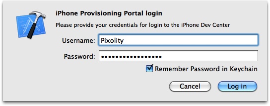 Xcode waiting for iOS Portal credentials