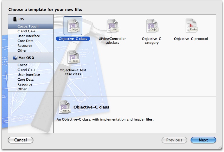 The Add File dialog in Xcode