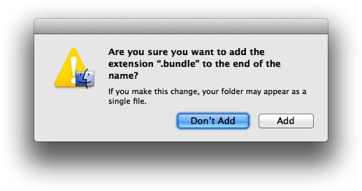 Adding a .bundle extension to a folder name in order to turn it into a bundle