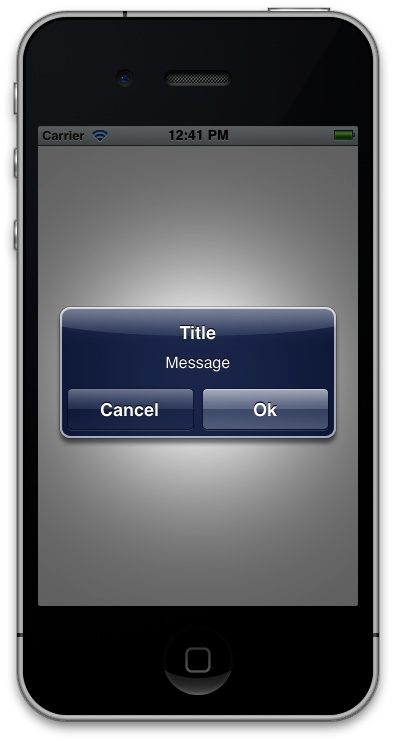 A simple alert view displayed to the user