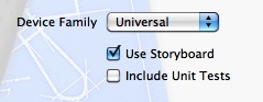 The Use Storyboard option of New Project dialog
