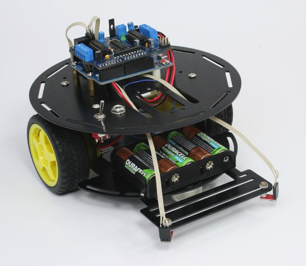 The assembled two wheeled robot chassis