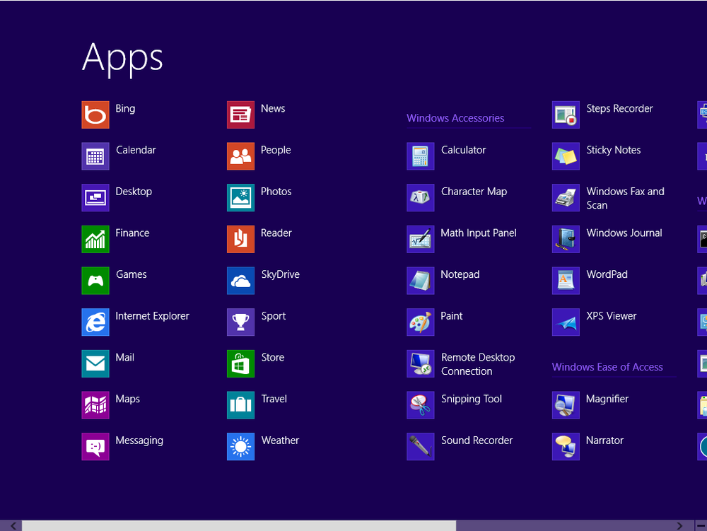Finding all apps in Windows 8