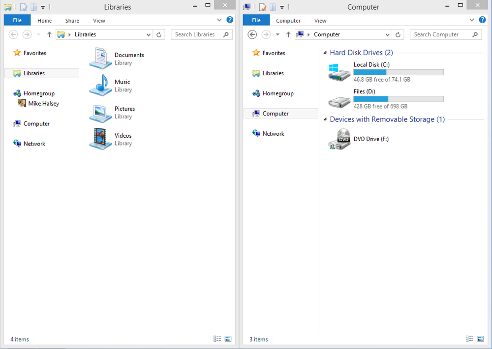 Viewing two desktop programs side by side
