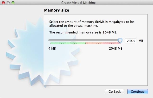 Choosing how much RAM to devote to Windows 8 in VirtualBox