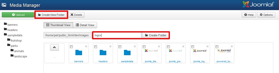 Add a folder for logos in the Media Manager