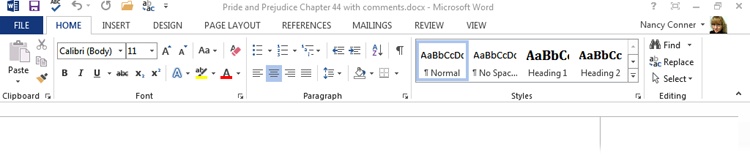 Familiar yet new, the Office 2013 ribbon (shown here for Word) has a cleaner, more streamlined look. But you’ll still find all the tabs and commands you’re used to, along with some smart improvements, such as the new Design tab in Word and PowerPoint.