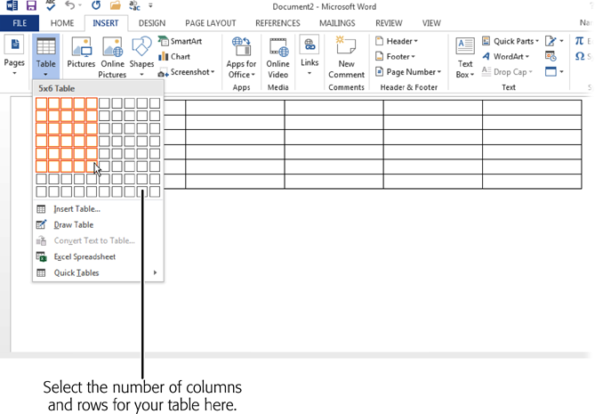 As you create your table, Word displays a live preview of how the table will look.