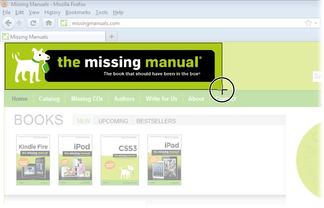 Click and drag the cursor (circled) to “clip” a screenshot, selecting a region of a window instead of the whole thing.