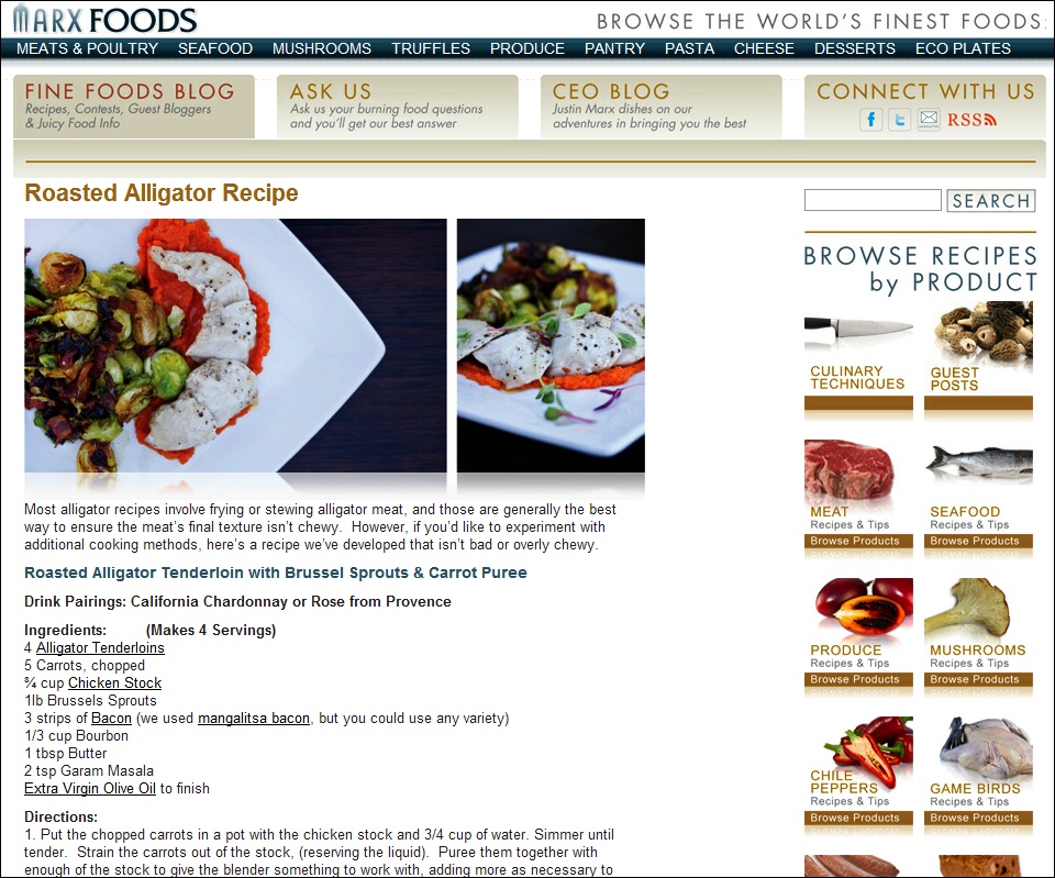 This WordPress site features a huge catalog of recipes and articles with cooking tips. What makes this site distinctly different from a blog is the fact that the recipes aren’t categorized by date and displayed in a single listing in reverse-chronological order. Instead, its recipes are organized into common-sense categories like Meat, Seafood, Mushrooms, and so on.