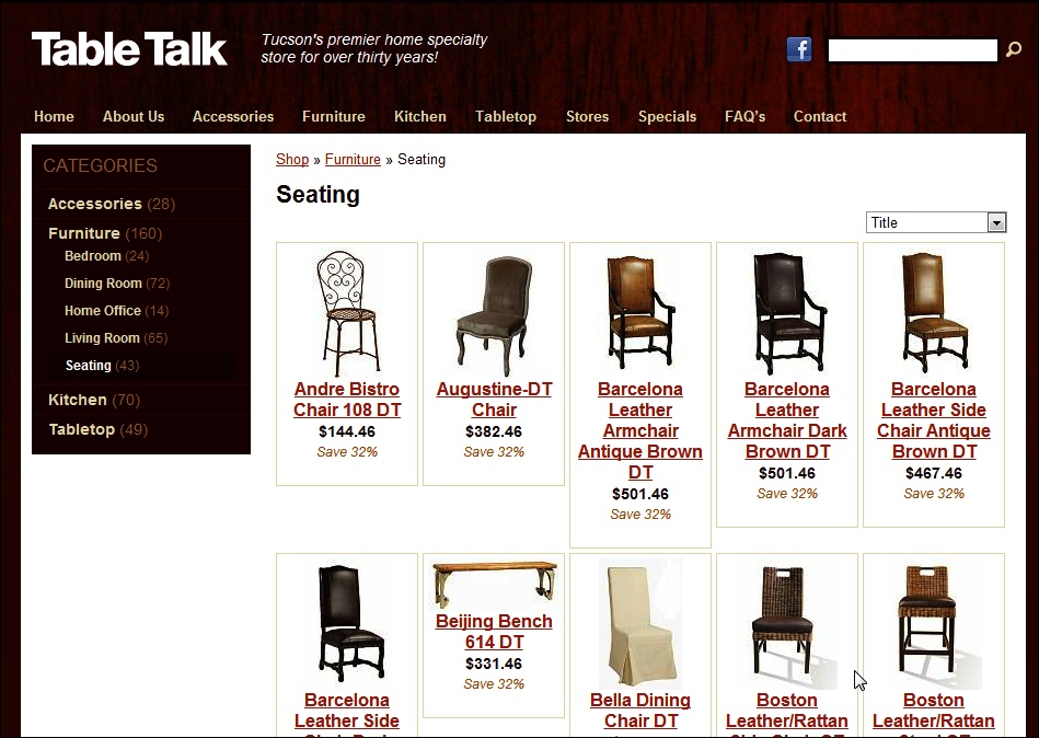 On this furniture website, you can view the chairs for sale, their prices, and their dimensions. All this is possible with WordPress’s standard features and a heavily customized theme. But if you want to allow online ordering, you need to add a plug-in developed by a third party.