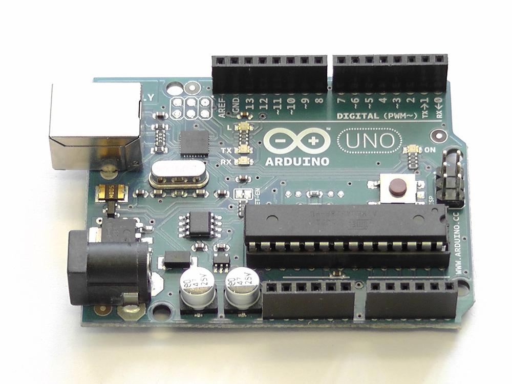 The Arduino Uno board with the ATmega328 microcontroller