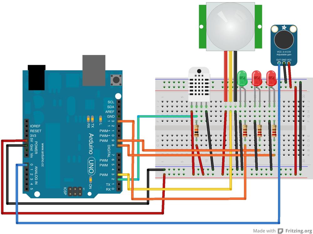 The wiring diagram with added LEDs
