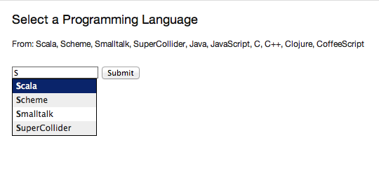 The rendering of the ProgrammingLanguages snippet