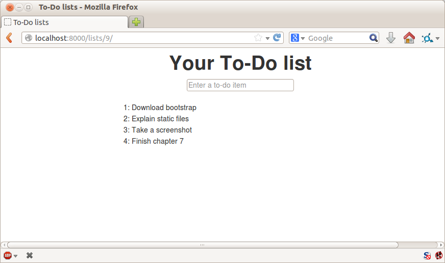 The list page with centered header