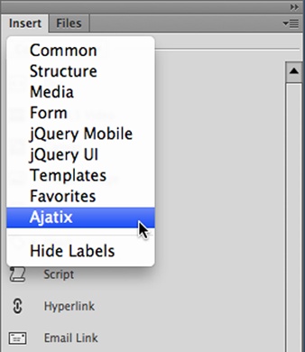 After you download and install Menu Light, you see Ajatix listed as one of your Insert panel categories. Click it and you’ll see Advanced CSS Drop Down Menu Light, ready for your projects.