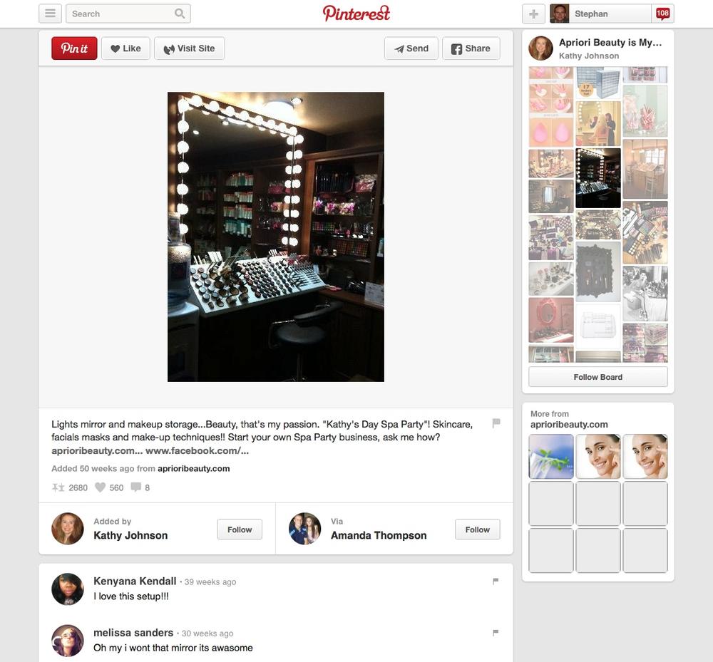 A salon posts a picture of its new Hollywood-style mirror on Pinterest