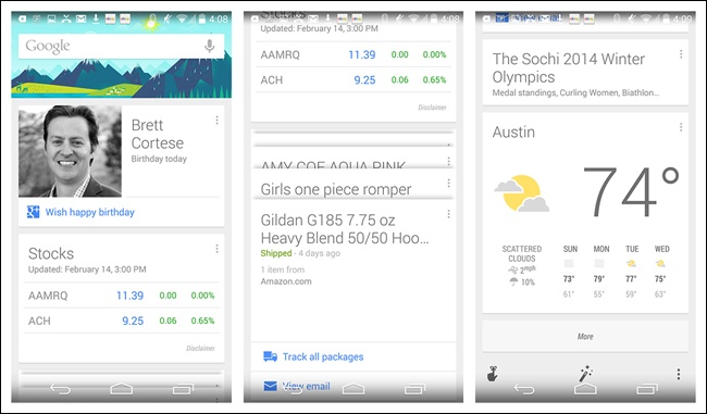Google Now for iOS and Android: Cards for primary navigation