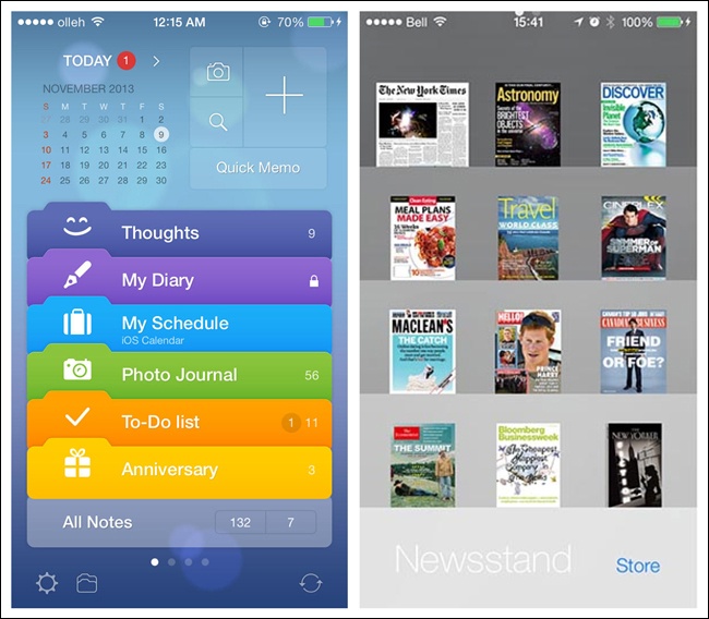 Awesome Note and Newsstand for iOS: skeuomorphism can help make navigation intuitive