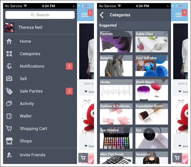 Wish for iOS: Side Drawer path to Categories is only two levels deep, then switches to a Springboard