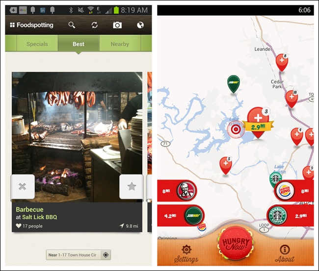 Foodspotting for Android and Hungry Now for Windows Phone: more location-based results
