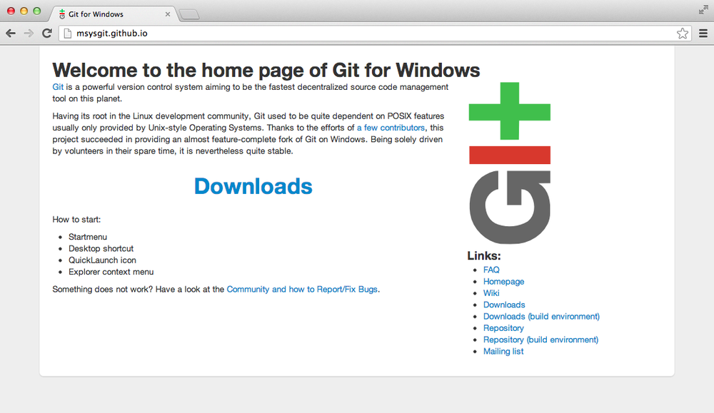 The msysgit homepage