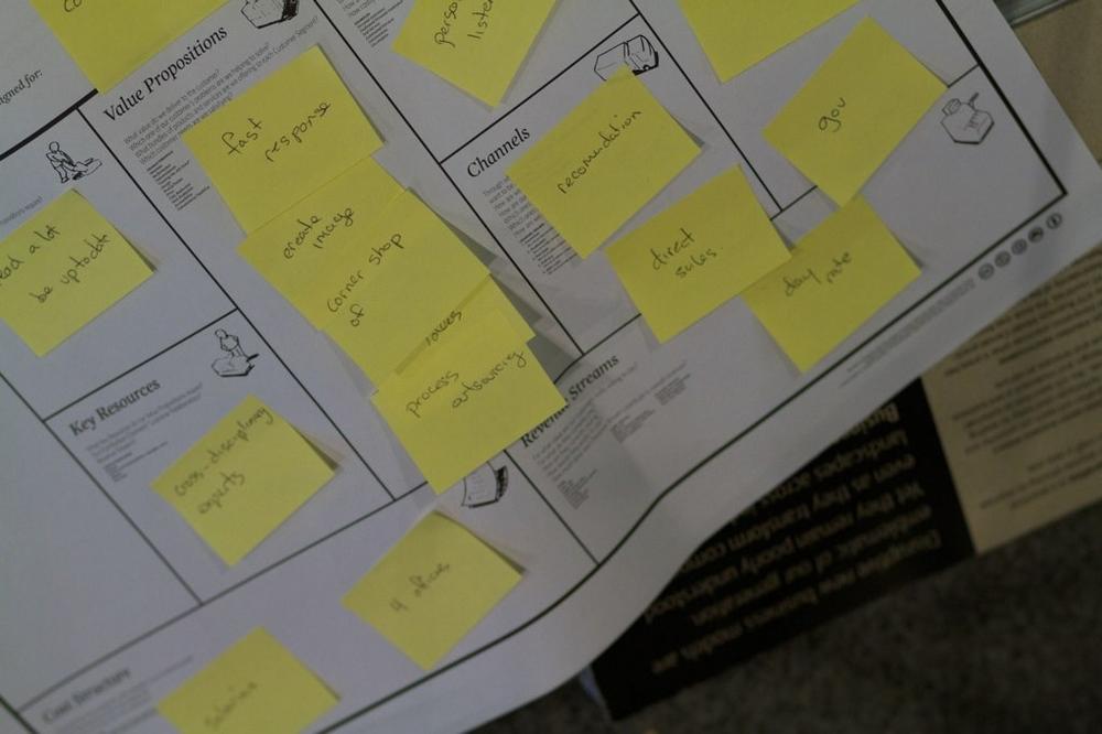 Sticky notes provide flexibility when we’re capturing business ideas.