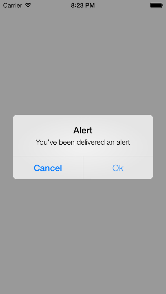 A simple alert view displayed to the user