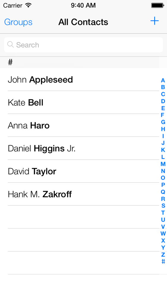 The Contacts app on the simulator already contains prepopulated information