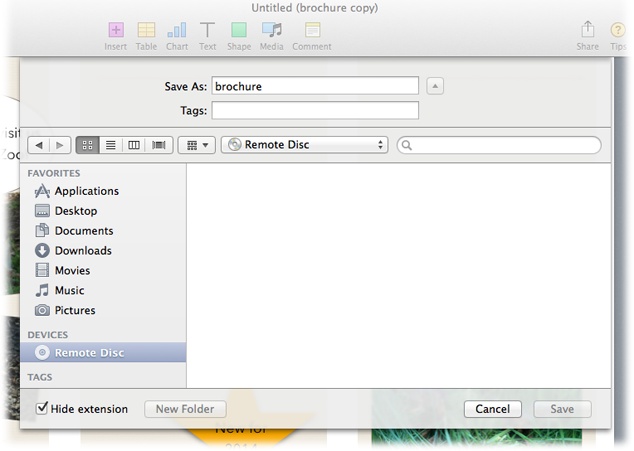 To take a peek at the expanded version of the Save dialog box, click the downward-pointing triangle next to the Save As field. The Save dialog box in its full glory (shown here) gives you access to locations not listed in its compact cousin. You can navigate through your entire computer—and even other computers on your network—to find the perfect destination for your document.