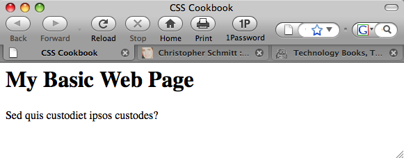 The default rendering of a basic HTML web page
