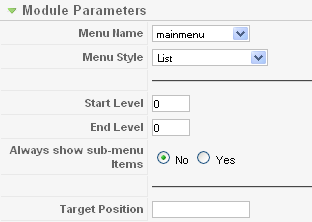 Module Parameters for Main Menu Module: [Edit]