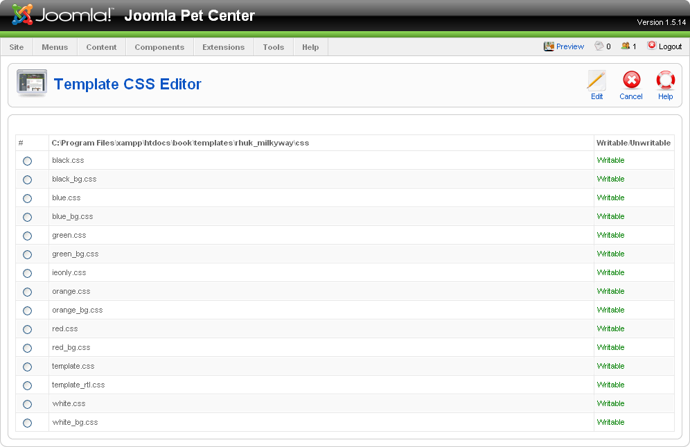 Template CSS Code Editor