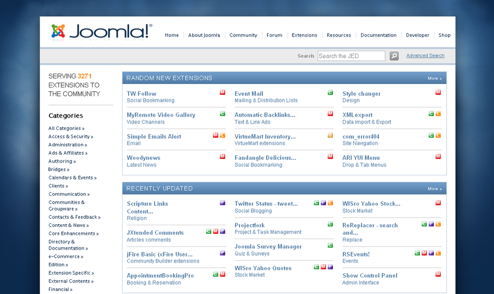 The Joomla Extensions Directory