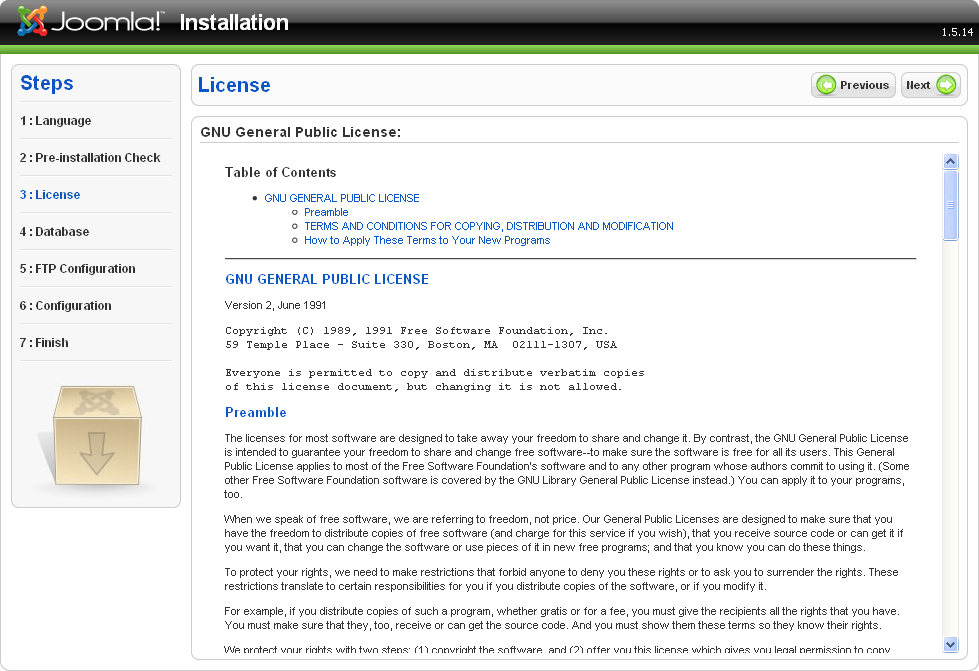 Joomla Web Installer: License
