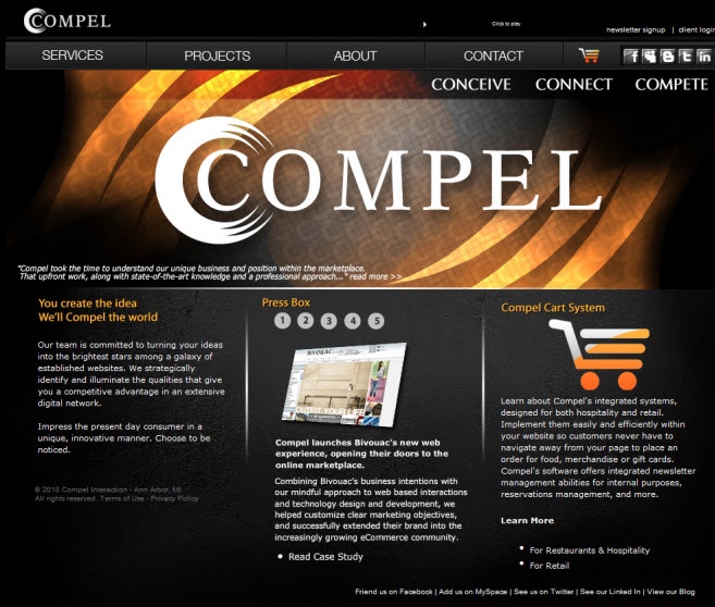 Landing page for CompelInteraction.com web design services