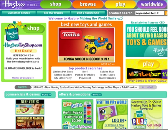 Hasbro.com main home page