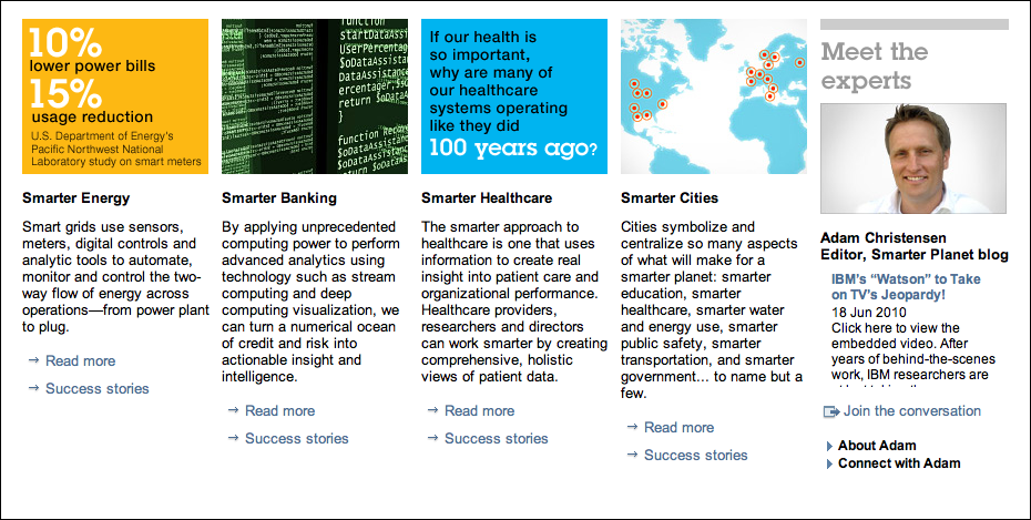 An inner page at IBM’s website