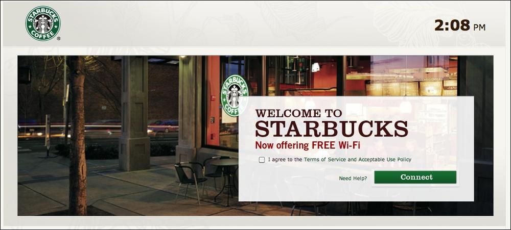Starbucks WiFi screen