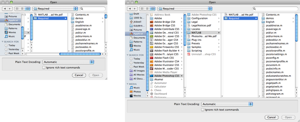 Mac OS open dialog